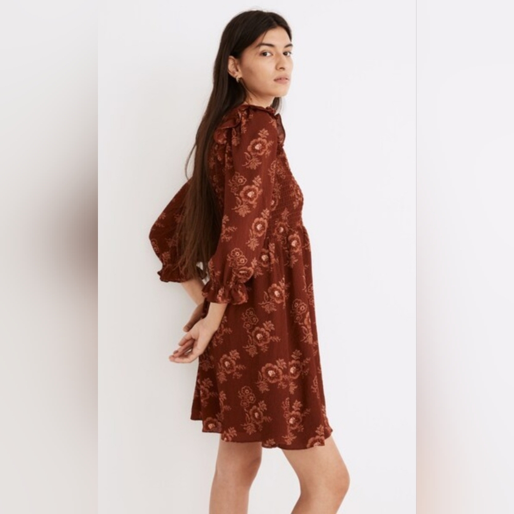 MADEWELL DRESS. . Lucie V-Neck Smocked Mini Dress